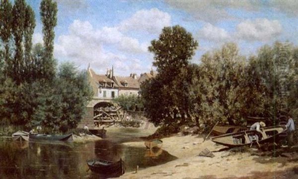 Paysage Au Moulin Oil Painting by Claude-Francois-Auguste de Mesgriny