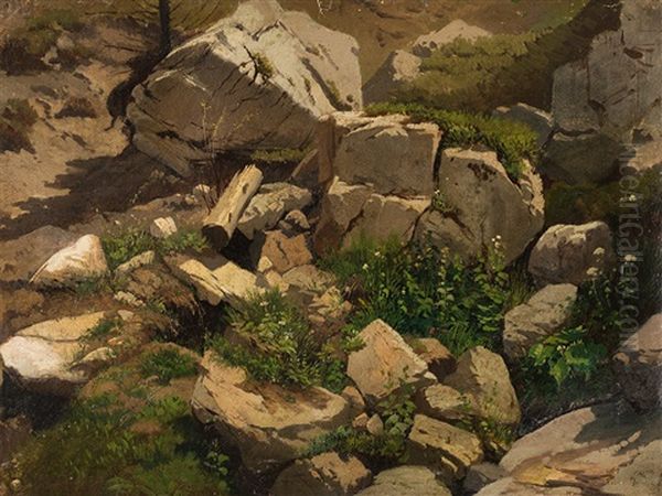 Rocks Oil Painting by Arseniy Ivanovich Meshchersky