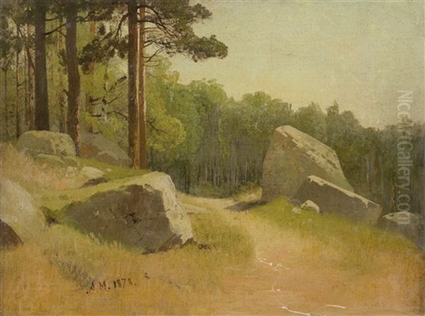 Landschaftsstudie Mit Felsen Oil Painting by Arseniy Ivanovich Meshchersky