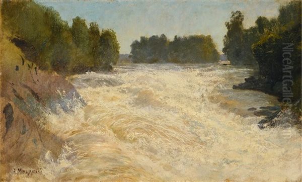 Raging Rapid Oil Painting by Arseniy Ivanovich Meshchersky