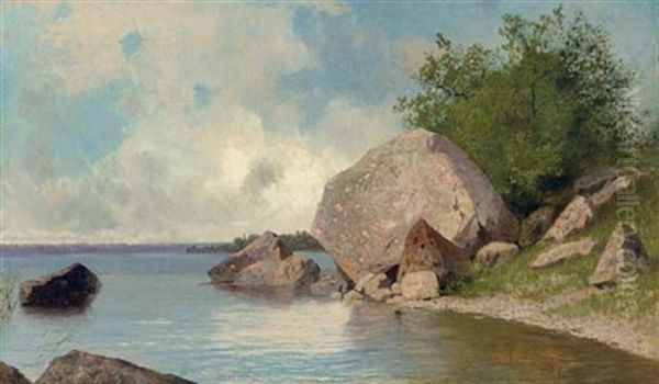 At The River Bank Oil Painting by Arseniy Ivanovich Meshchersky