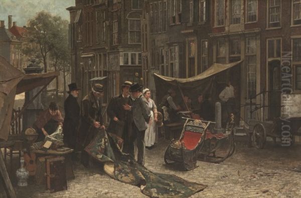 Marche Aux Puces A La Haye Oil Painting by Theodorus Ludovicus Mesker