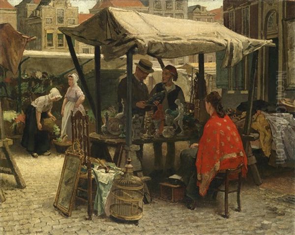 Am Trodelmarkt Oil Painting by Theodorus Ludovicus Mesker