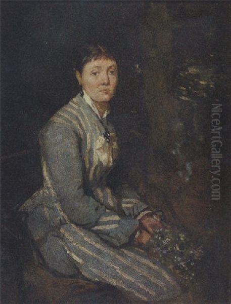 A Young Woman On A Bench In A Garden Oil Painting by Theodorus Ludovicus Mesker