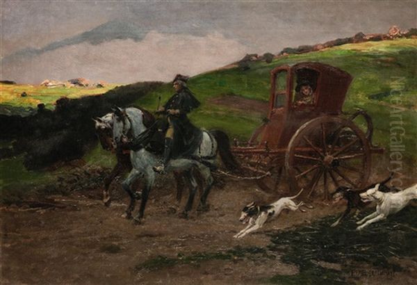 Kutschfahrt Oil Painting by Pius Ferdinand Messerschmitt