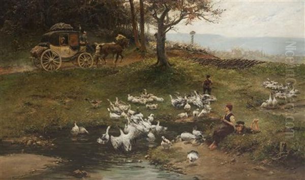 The Goose Girl Oil Painting by Pius Ferdinand Messerschmitt