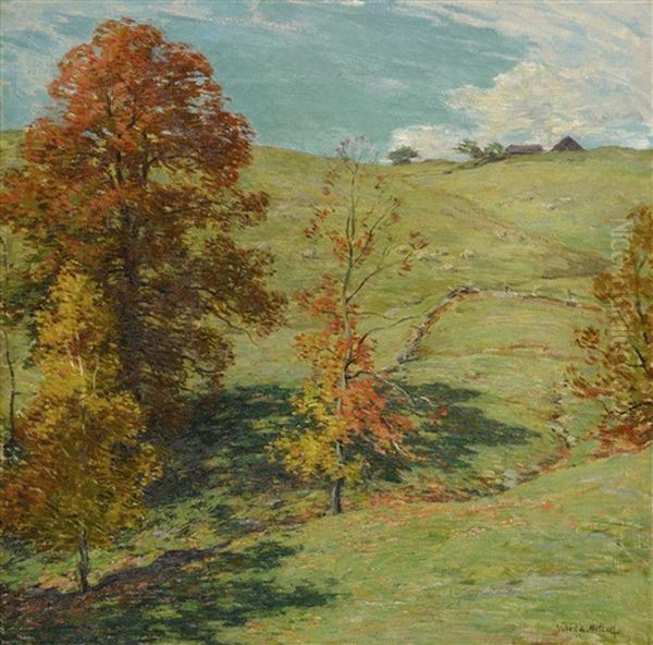 The Red Oak Oil Painting by Willard Leroy Metcalf