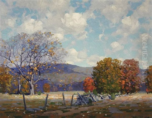 Late Autumn Landscape Oil Painting by Willard Leroy Metcalf