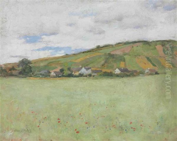 Oat Field, Giverny Oil Painting by Willard Leroy Metcalf