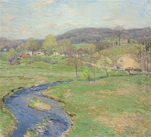 Blue Brook (a Stream In Vermont) Oil Painting by Willard Leroy Metcalf