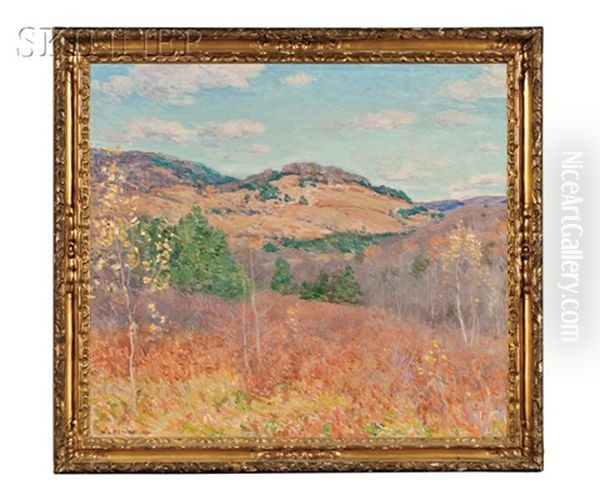 Purple And Gold, A Vermont Landscape Oil Painting by Willard Leroy Metcalf