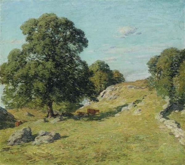 Pasture - Damon's Hill, Old Lyme Oil Painting by Willard Leroy Metcalf