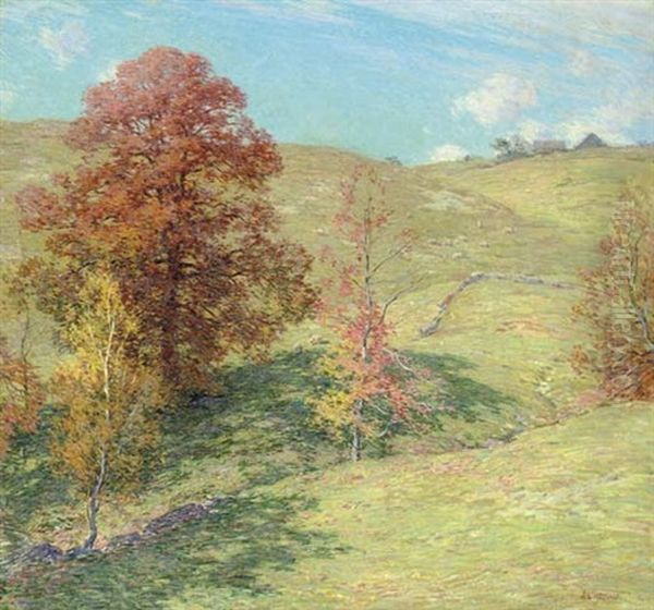 The Red Oak (no. 2) Oil Painting by Willard Leroy Metcalf