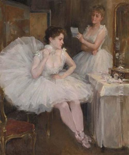 The Ballet Dancers (the Dressing Room) Oil Painting by Willard Leroy Metcalf