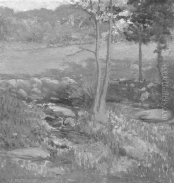 Summer Landscape With Creek Oil Painting by Willard Leroy Metcalf