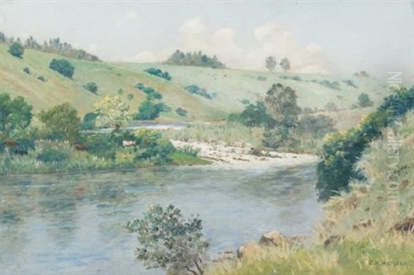 Umgeni River, Upstream From The Howick Falls Oil Painting by Cathcart William Methven