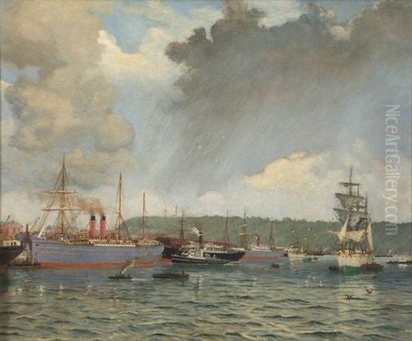 The Point Wharves, Durban Harbour Oil Painting by Cathcart William Methven