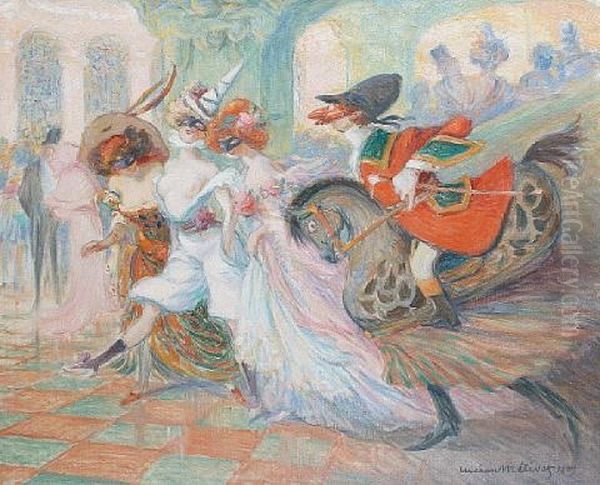 Le Bal Masque Oil Painting by Lucien Metivet