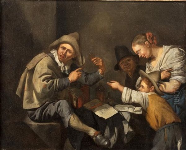 Scene De Genre Oil Painting by Gabriel Metsu