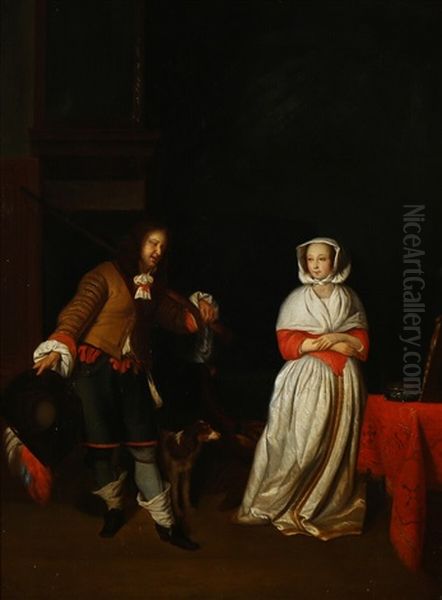 A Lady And A Gentleman Oil Painting by Gabriel Metsu