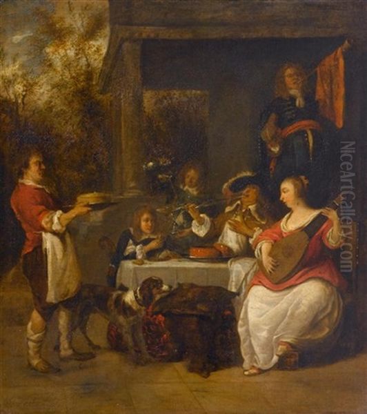 Festtagsgesellschaft Oil Painting by Gabriel Metsu