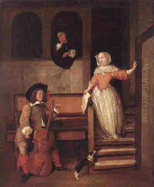 The Cello Player Oil Painting by Gabriel Metsu