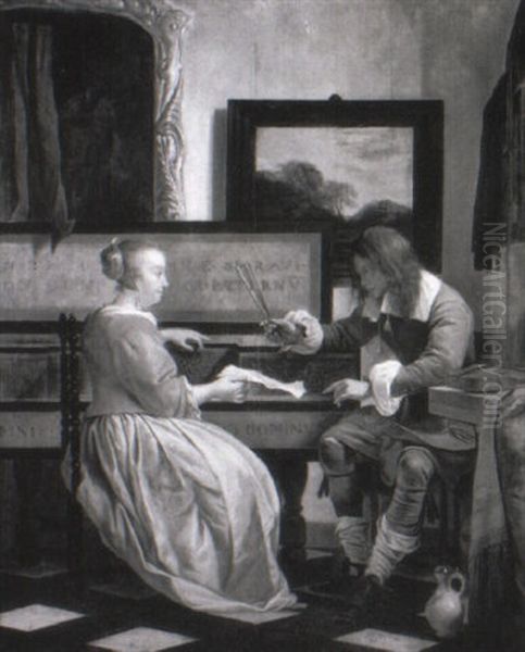 La Lecon De Musique Oil Painting by Gabriel Metsu