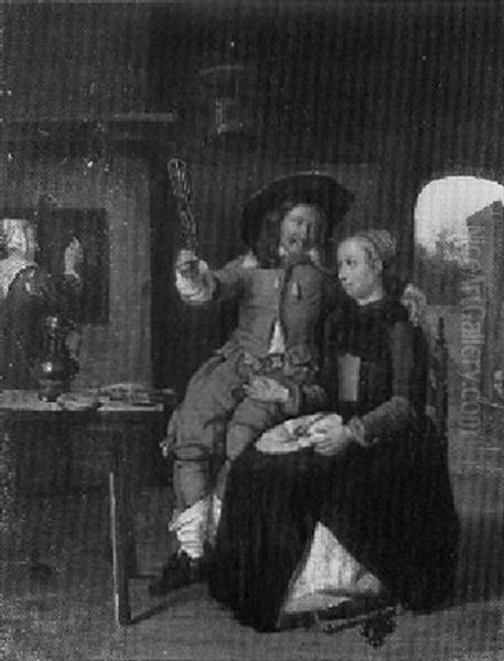 Merry Couple In The Inn Oil Painting by Gabriel Metsu