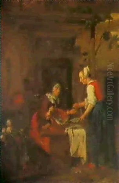 Die Alte Fischverkauferin Oil Painting by Gabriel Metsu