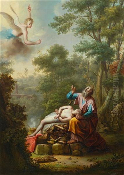 The Sacrifice Of Isaac Oil Painting by Johann Jakob Mettenleiter