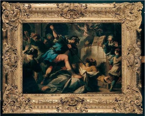 The Martyrdom Of A Male Saint At An Altar Oil Painting by Nicolas Bertuzzi L'Anconitano