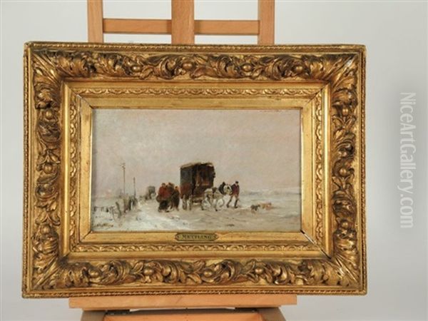 Paysage D'hiver Anime Oil Painting by Louis Mettling