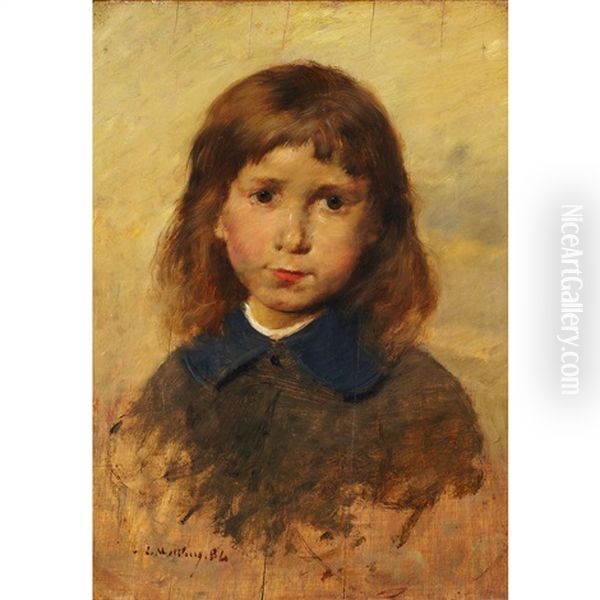 Portrait Of The Artist's Daughter Oil Painting by Louis Mettling