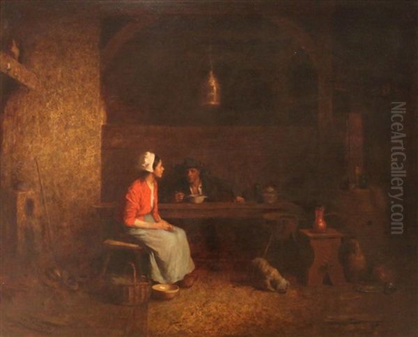 Brittany Interior Oil Painting by Louis Mettling