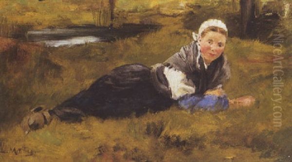 Le Repos Dans L'herbe Oil Painting by Louis Mettling