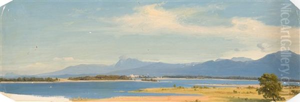 Blick Auf Den Chiemsee (studien) (2 Works) Oil Painting by Caesar Metz