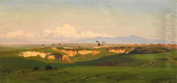 Campagnalandschaft Bei Rom Oil Painting by Caesar Metz