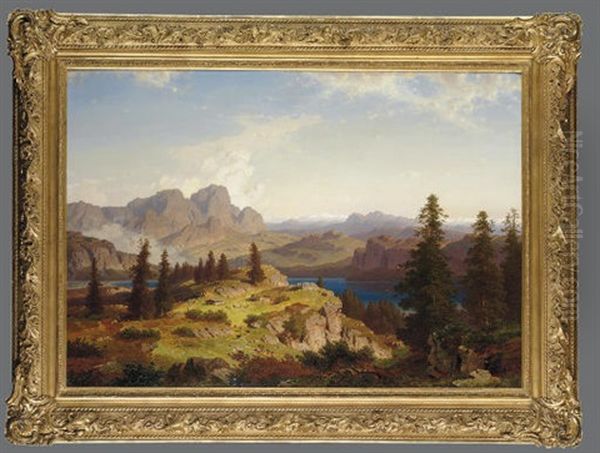 A View Of The Dolomites Oil Painting by Caesar Metz