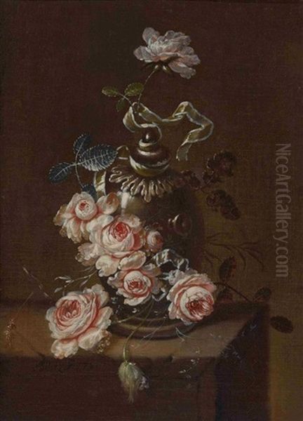 Stillleben Mit Rosen Oil Painting by Gertrude Metz