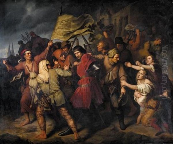 The Capture Of Count Helffenstein (gefangennahme Des Grafen Helffenstein) Oil Painting by Gustav Ferdinand Metz