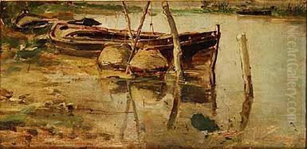 Barcas Oil Painting by Aureliano de Beruete y Moret