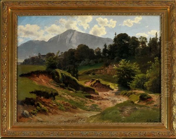 Hohlweg In Berglandschaft Oil Painting by Alfred (Wilhelm) Metzener