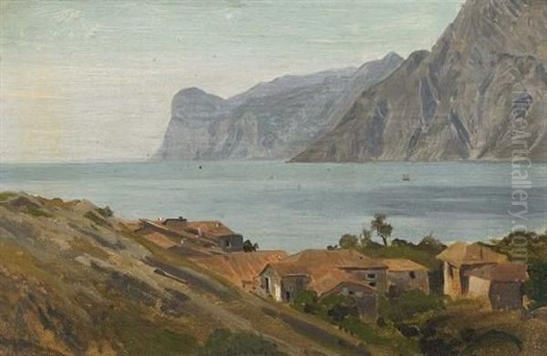 Mittag Am Gardasee Oil Painting by Alfred (Wilhelm) Metzener