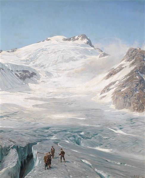 Am Gletscher Oil Painting by Alfred (Wilhelm) Metzener