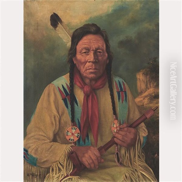 Rock Thunder, Cree Medicine Man Oil Painting by Henry Metzger