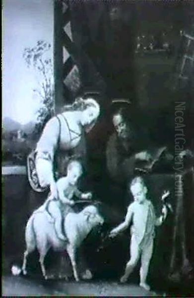 Die Heilige Familie Mit Dem Johannesknaben Oil Painting by Johann Jacob Metzler