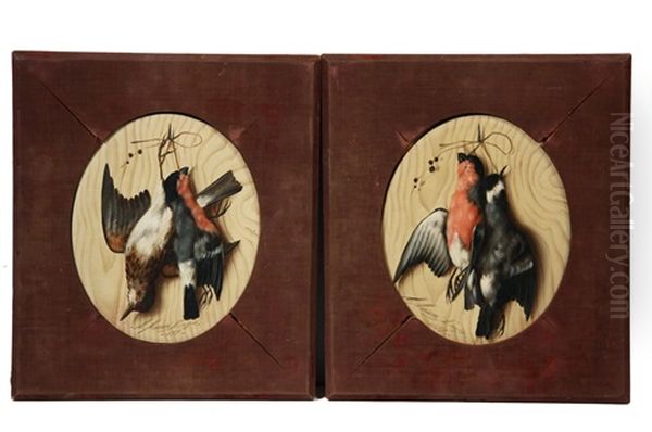 Trompe L'oeil Still Lifes Of Game Birds (pair) Oil Painting by Michelangelo Meucci