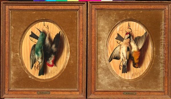 Piccoli Uccelli (pair) Oil Painting by Michelangelo Meucci