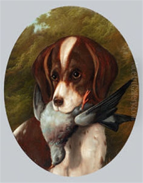 Hund Mit Vogel In Der Schnauze Oil Painting by Michelangelo Meucci