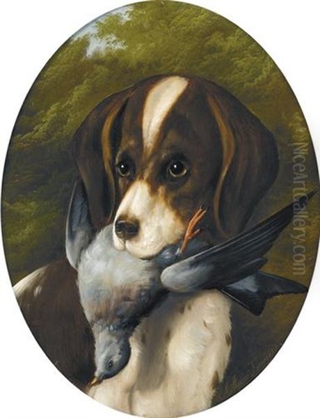 Jagdhund Mit Taube Im Fang Oil Painting by Michelangelo Meucci